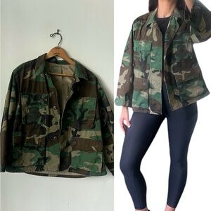 Vintage Camo Military Jacket Air Mobility Command Camouflage Women’s Shaket